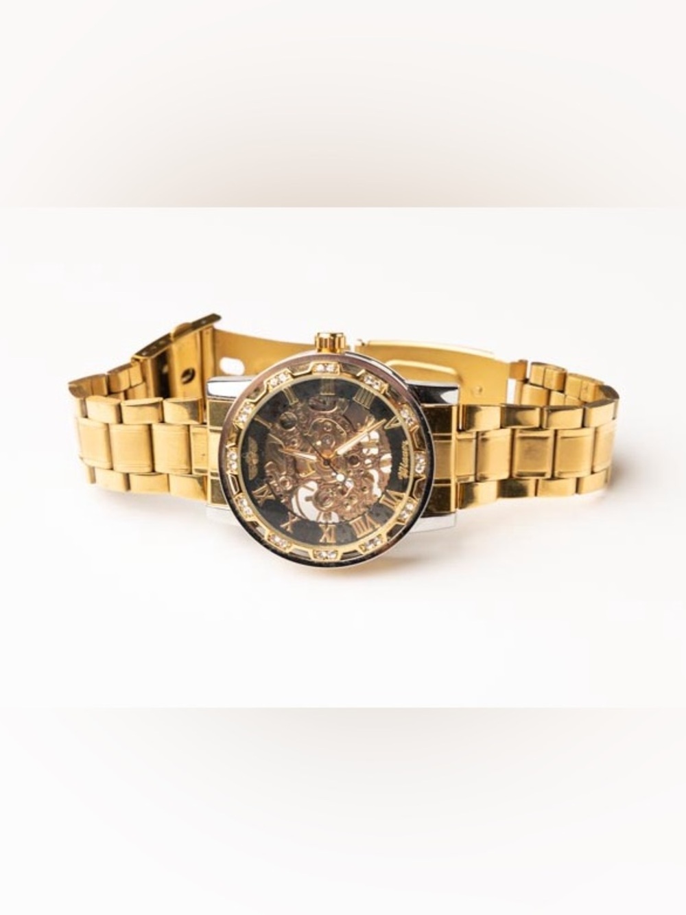Gold Skeleton Dial Mechanical Wristwatch